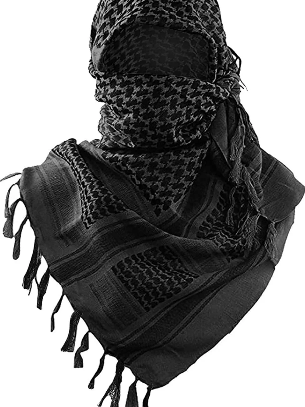 Black Tactical Shemagh Scarf Wrap - Men's Accessory